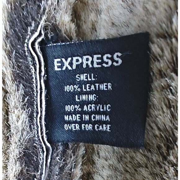 Vintage Y2K EXPRESS Penny Lane Coat Brown Suede Leather Faux Sherpa Lined Size M - Picture 5 of 11